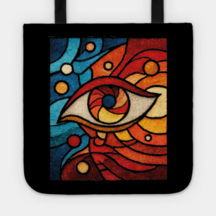 Cosmic All Seeing Eye | Celestial Stained Glass Art Tote