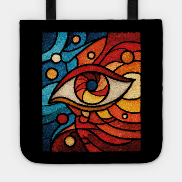 Cosmic All Seeing Eye | Celestial Stained Glass Art Tote by TuncGK