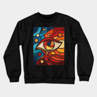Cosmic All Seeing Eye | Celestial Stained Glass Art Crewneck Sweatshirt