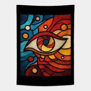Cosmic All Seeing Eye | Celestial Stained Glass Art Tapestry