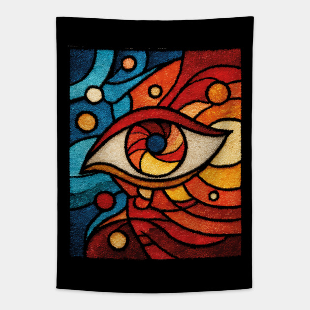 Cosmic All Seeing Eye | Celestial Stained Glass Art Tapestry by TuncGK