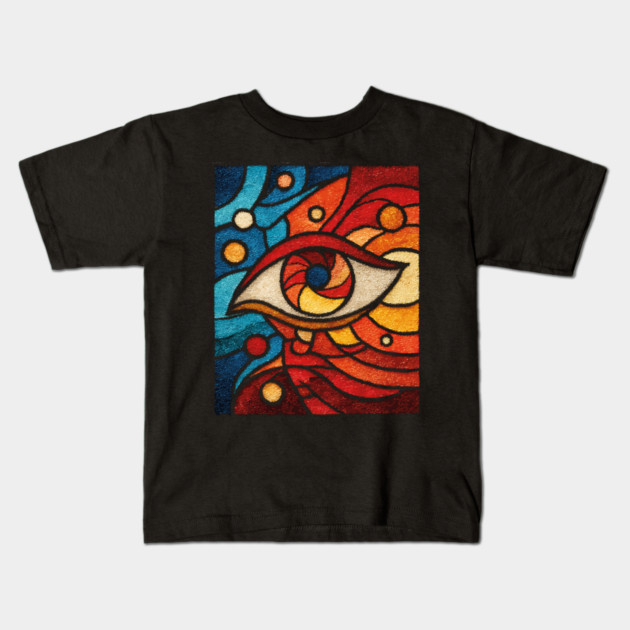 Cosmic All Seeing Eye | Celestial Stained Glass Art Kids T-Shirt by TuncGK