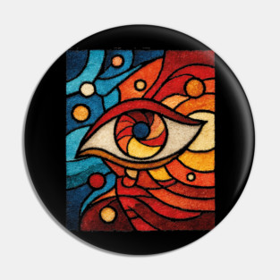 Cosmic All Seeing Eye | Celestial Stained Glass Art Pin