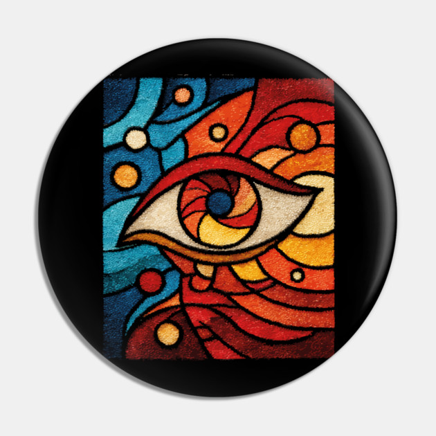 Cosmic All Seeing Eye | Celestial Stained Glass Art Pin by TuncGK