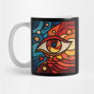 Cosmic All Seeing Eye | Celestial Stained Glass Art Mug