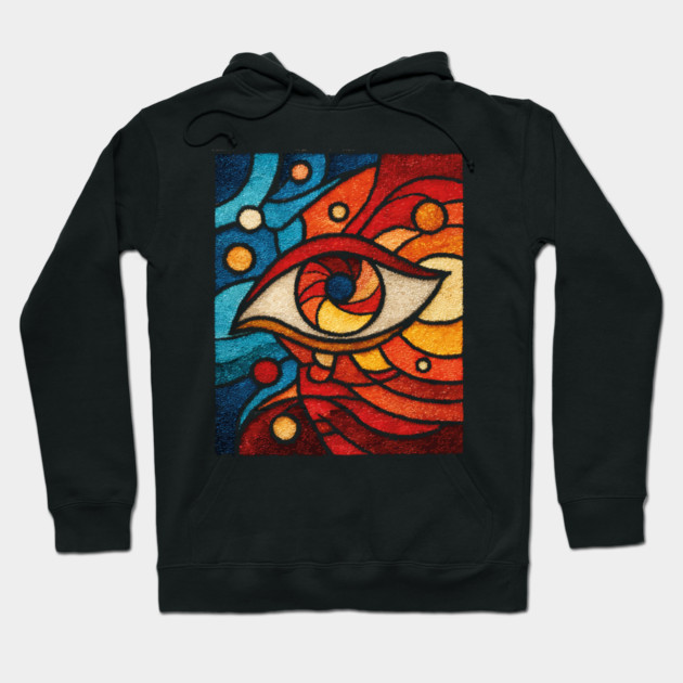 Cosmic All Seeing Eye | Celestial Stained Glass Art Hoodie by TuncGK