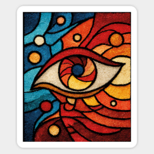 Cosmic All Seeing Eye | Celestial Stained Glass Art Magnet