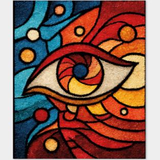 Cosmic All Seeing Eye | Celestial Stained Glass Art Posters and Art