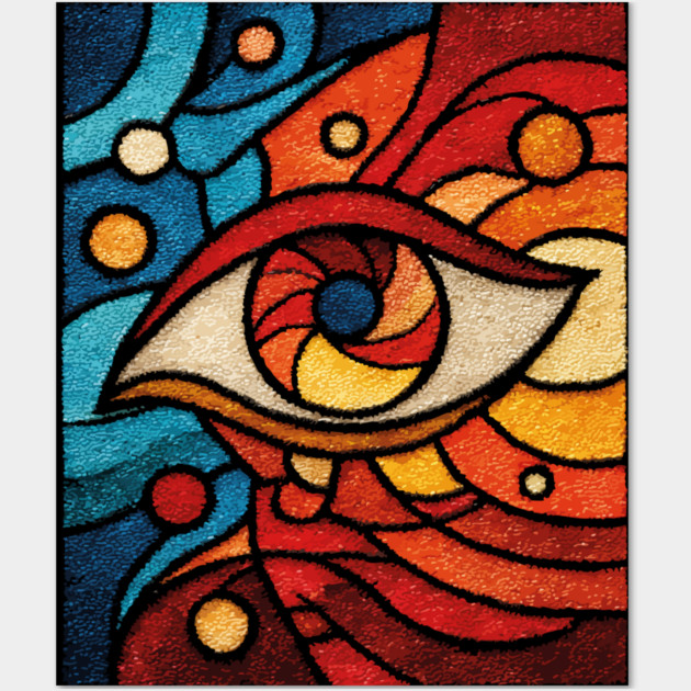 Cosmic All Seeing Eye | Celestial Stained Glass Art Wall Art by TuncGK