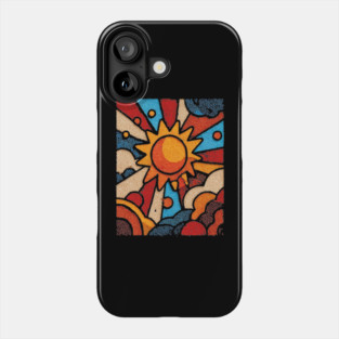 Primitive Sun | Naive Folk Art Mosaic Phone Case