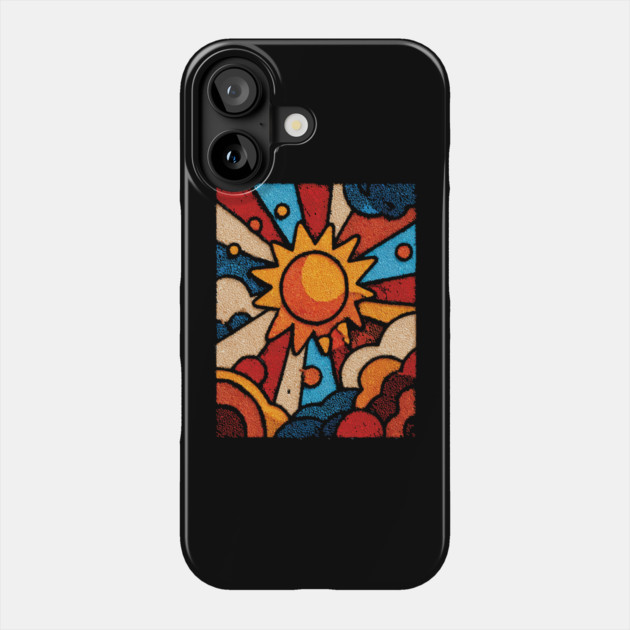 Primitive Sun | Naive Folk Art Mosaic Phone Case by TuncGK
