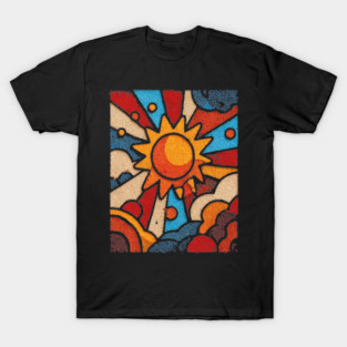 Primitive Sun | Naive Folk Art Mosaic T-Shirt