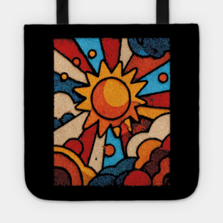 Primitive Sun | Naive Folk Art Mosaic Tote