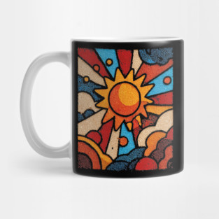 Primitive Sun | Naive Folk Art Mosaic Mug