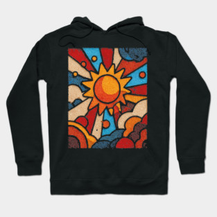 Primitive Sun | Naive Folk Art Mosaic Hoodie