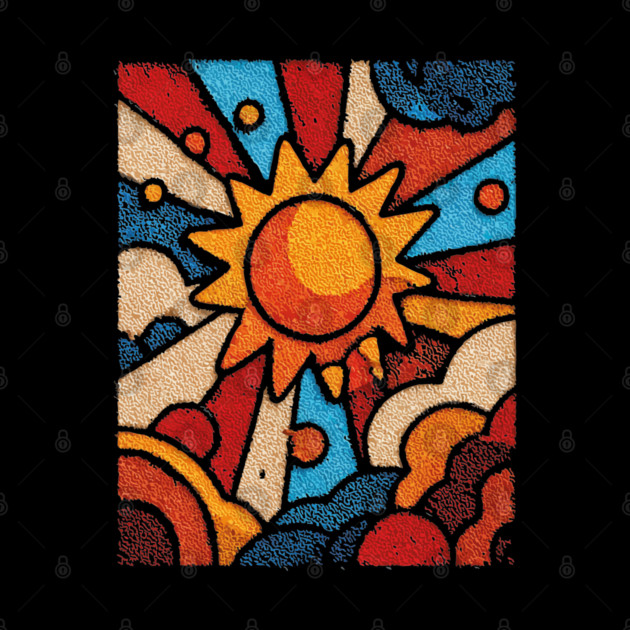 Primitive Sun | Naive Folk Art Mosaic by TuncGK
