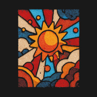 Primitive Sun | Naive Folk Art Mosaic T-Shirt