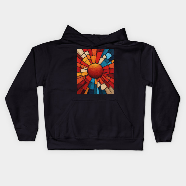 Radiant Sunburst | Stained Glass Mosaic Art Kids Hoodie by TuncGK