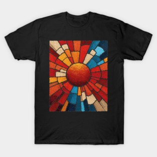 Radiant Sunburst | Stained Glass Mosaic Art T-Shirt