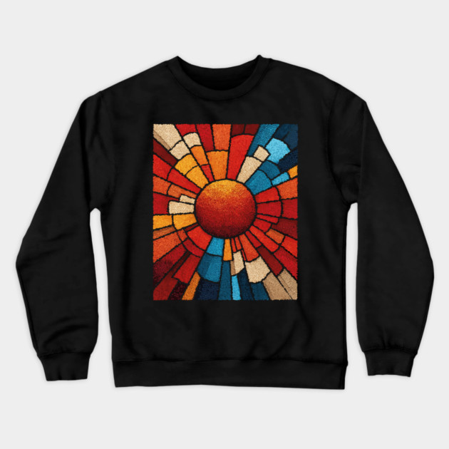 Radiant Sunburst | Stained Glass Mosaic Art Crewneck Sweatshirt by TuncGK