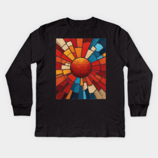 Radiant Sunburst | Stained Glass Mosaic Art Kids Long Sleeve T-Shirt