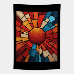 Radiant Sunburst | Stained Glass Mosaic Art Tapestry