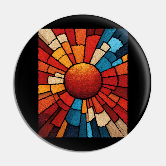 Radiant Sunburst | Stained Glass Mosaic Art Pin by TuncGK