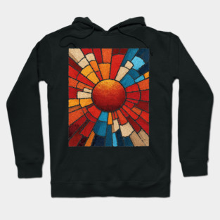 Radiant Sunburst | Stained Glass Mosaic Art Hoodie