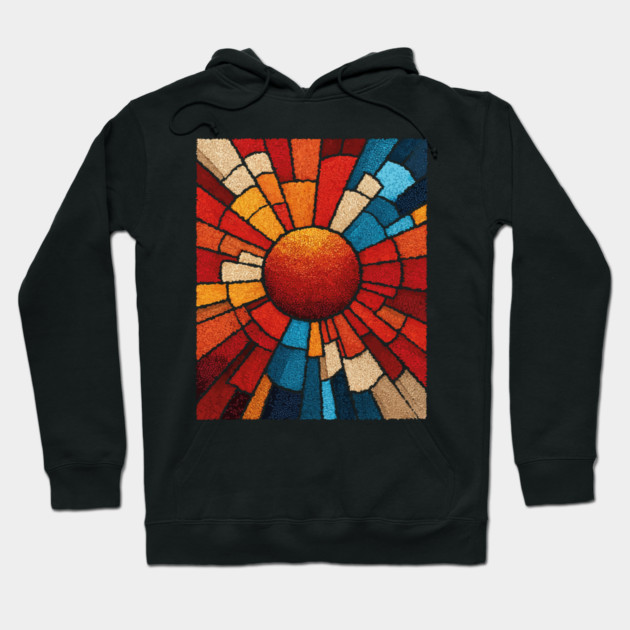 Radiant Sunburst | Stained Glass Mosaic Art Hoodie by TuncGK