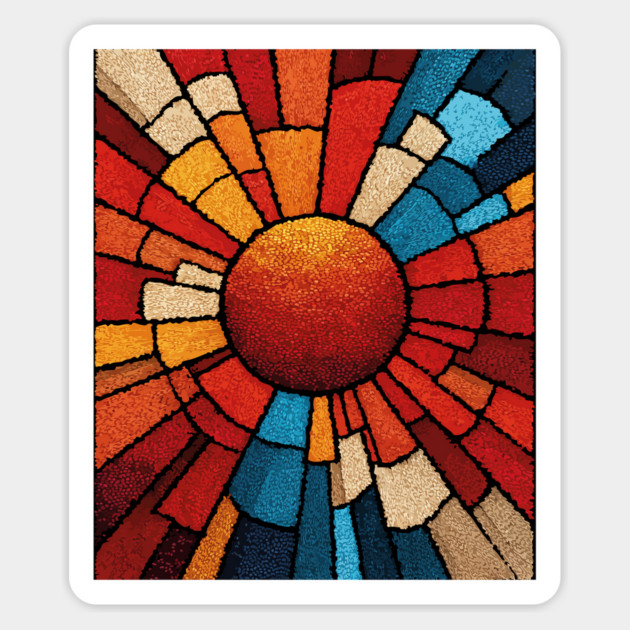 Radiant Sunburst | Stained Glass Mosaic Art Magnet by TuncGK
