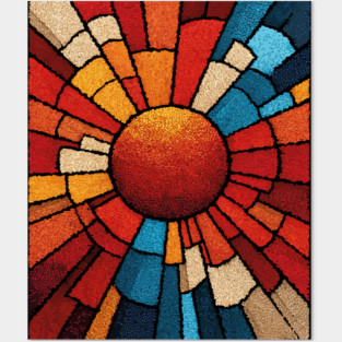 Radiant Sunburst | Stained Glass Mosaic Art Posters and Art