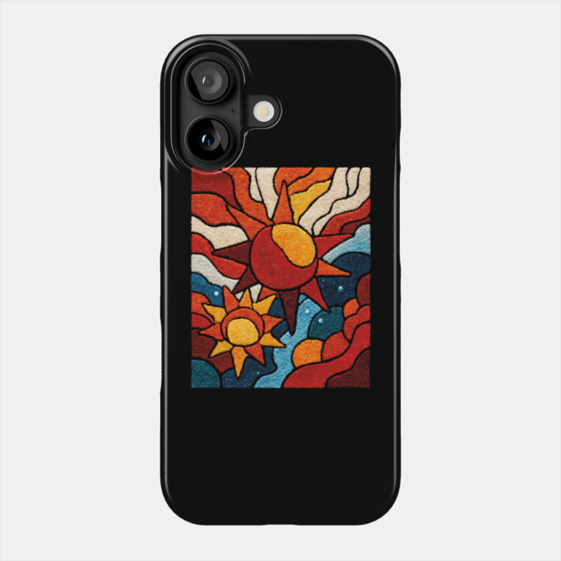Celestial Suns | Abstract Space Folk Art Phone Case by TuncGK