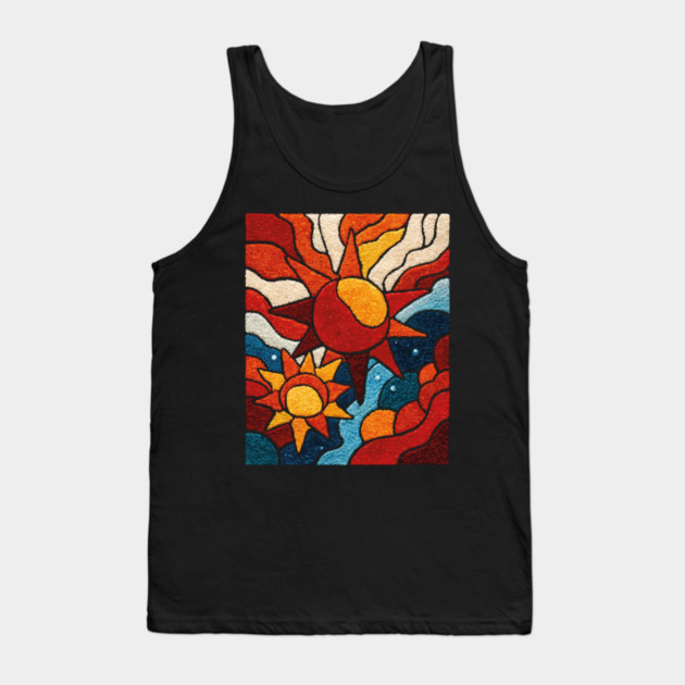 Celestial Suns | Abstract Space Folk Art Tank Top by TuncGK