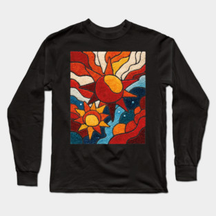 Celestial Suns | Abstract Space Folk Art Long Sleeve T-Shirt