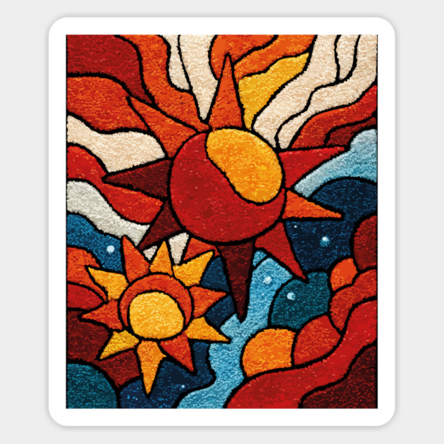 Celestial Suns | Abstract Space Folk Art Magnet by TuncGK