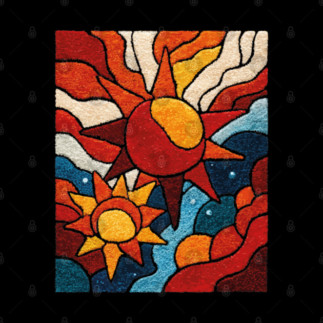 Celestial Suns | Abstract Space Folk Art by TuncGK
