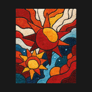 Celestial Suns | Abstract Space Folk Art T-Shirt
