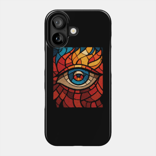 Fiery Eye of Providence | Abstract Stained Glass Mosaic Phone Case by TuncGK