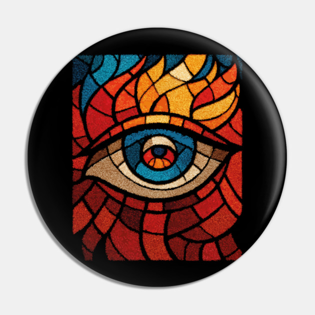 Fiery Eye of Providence | Abstract Stained Glass Mosaic Pin by TuncGK