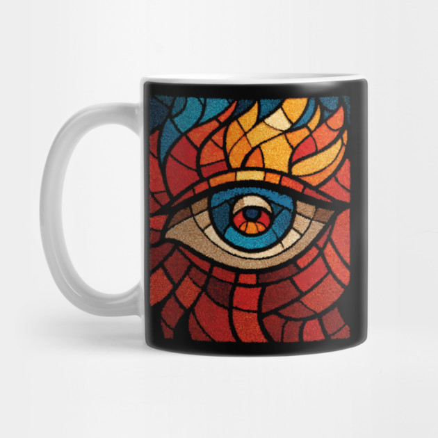Fiery Eye of Providence | Abstract Stained Glass Mosaic by TuncGK