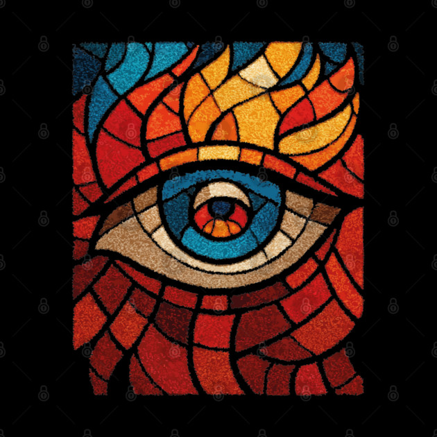 Fiery Eye of Providence | Abstract Stained Glass Mosaic by TuncGK