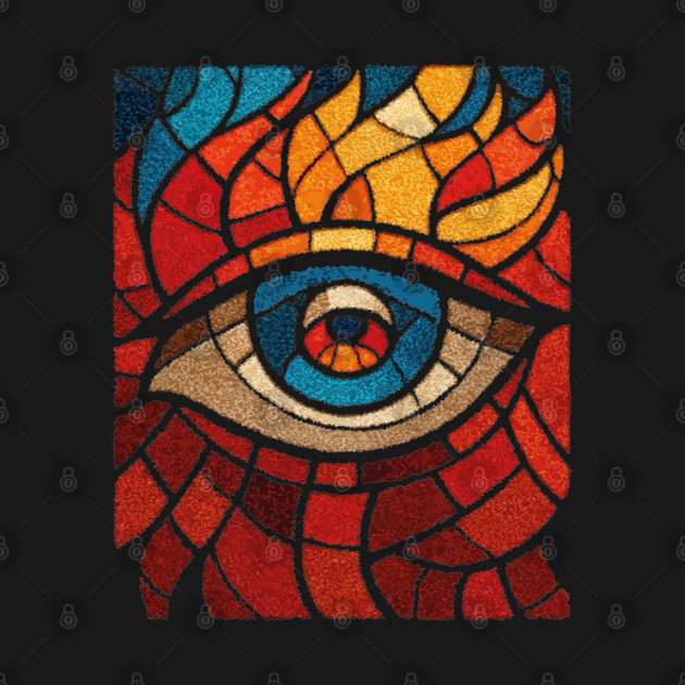 Fiery Eye of Providence | Abstract Stained Glass Mosaic by TuncGK