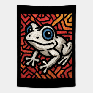 Pop Art Tribal Frog | Modern Graphic Art Tapestry