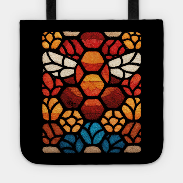 Stained Glass Bee | Sacred Geometry Honeycomb Art Tote by TuncGK