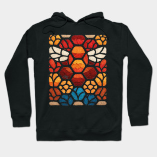 Stained Glass Bee | Sacred Geometry Honeycomb Art Hoodie