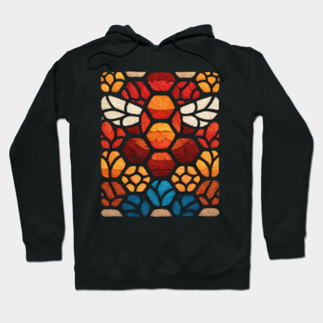 Stained Glass Bee | Sacred Geometry Honeycomb Art Hoodie by TuncGK