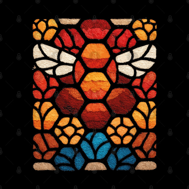 Stained Glass Bee | Sacred Geometry Honeycomb Art by TuncGK