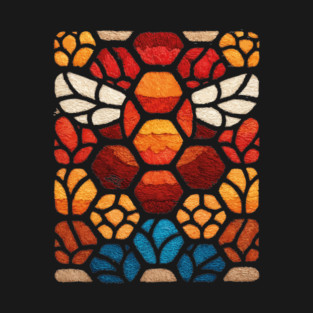 Stained Glass Bee | Sacred Geometry Honeycomb Art T-Shirt