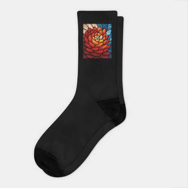 Fibonacci Spiral | Sacred Geometry Stained Glass Art Socks by TuncGK