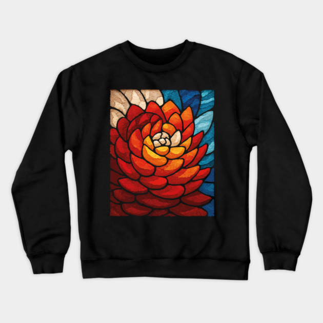 Fibonacci Spiral | Sacred Geometry Stained Glass Art Crewneck Sweatshirt by TuncGK